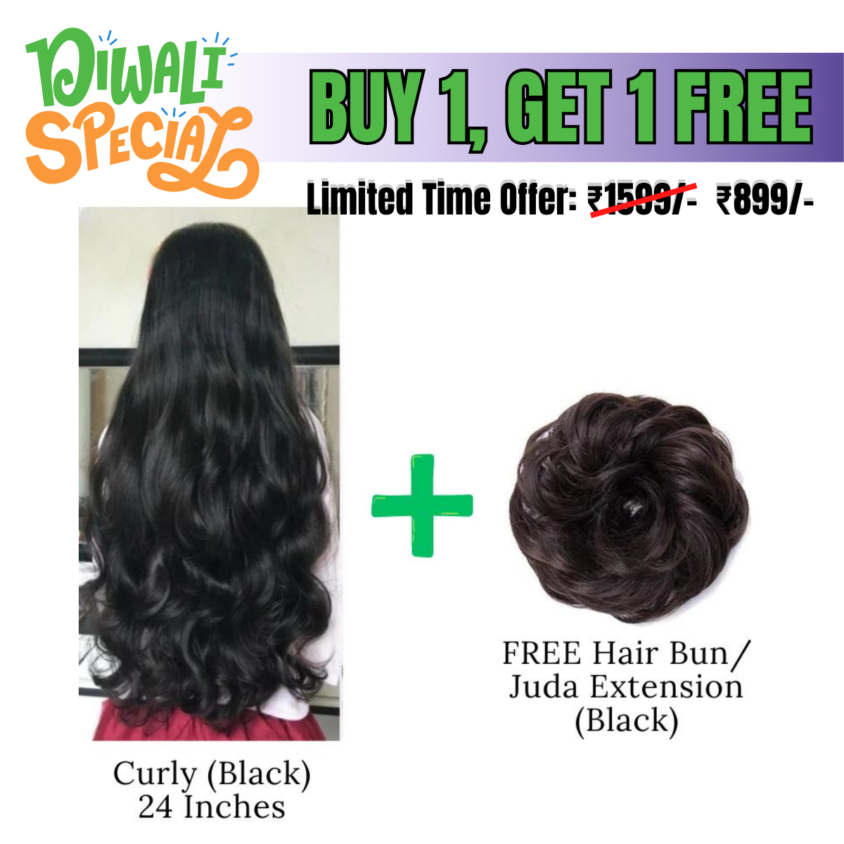 24 Inches" Clip In Hair Extensions + FREE Hair Bun (Juda) Extension